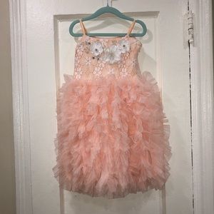 Pink & Flower Tulle Baby Dress